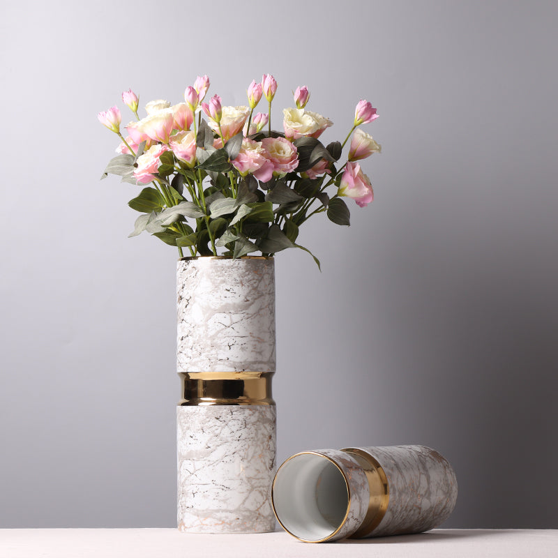 New Chinese Creative Texture Ceramic Light Luxury Vertical Cylinder Wide Diameter Decoration