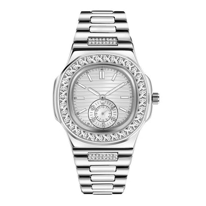 Montres cadeaux en diamant de marque de luxe en alliage de mode pour hommes