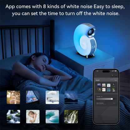 Conque – lumière d'ambiance intelligente RGB, haut-parleur Bluetooth, réveil, lampe à bruit blanc, Machine pour dormir bébé, contrôle par application