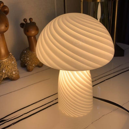 INS Girl Glass Mushroom Table Lamp In Bedroom