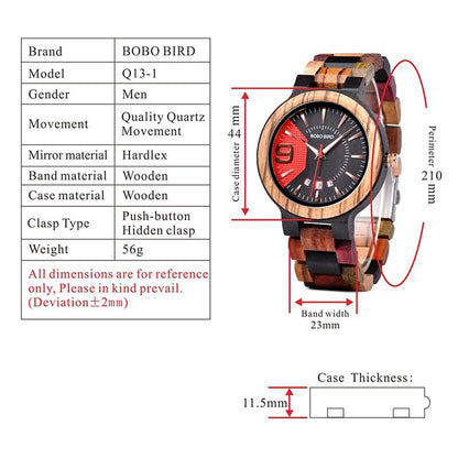 full wood quartz calendar waterproof watch men's watch wood table men's watch