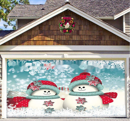 Décoration de porte de garage en tissu de fond de Noël Bannière de fête de vacances Tapisserie Amazon