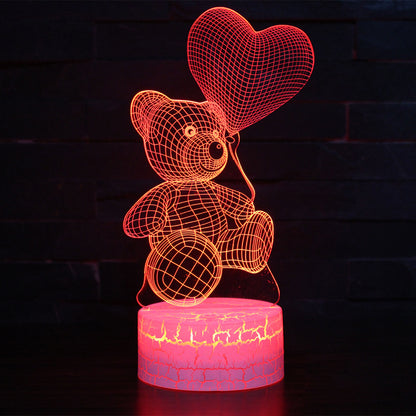 Luz nocturna creativa con lindo oso 3D.