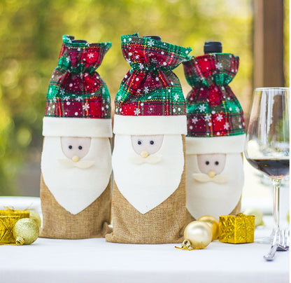 Christmas Table Creative Decorations Red Wine Bottle Bag