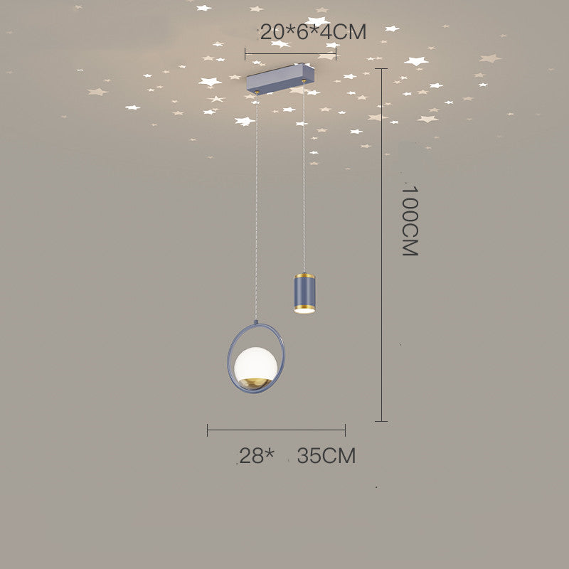 Lampe à suspension pour chambre à coucher, projection de ciel étoilé