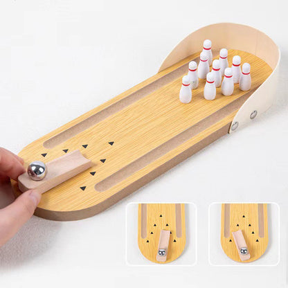 Mini jeu de bowling de table - Planche en bois - Mini arcade de bureau - Petit bowling - Allée de tir - Bureau - Gadgets anti-stress - Jouets pour petits doigts - Cadeaux gag pour hommes, femmes, enfants, adolescents, garçons