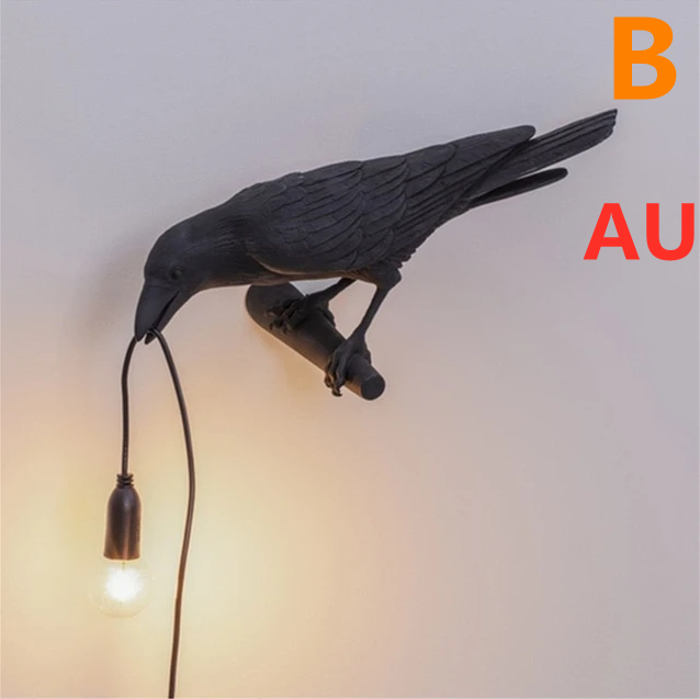 Décoration créative de lampe murale en résine d'oiseau de bon augure