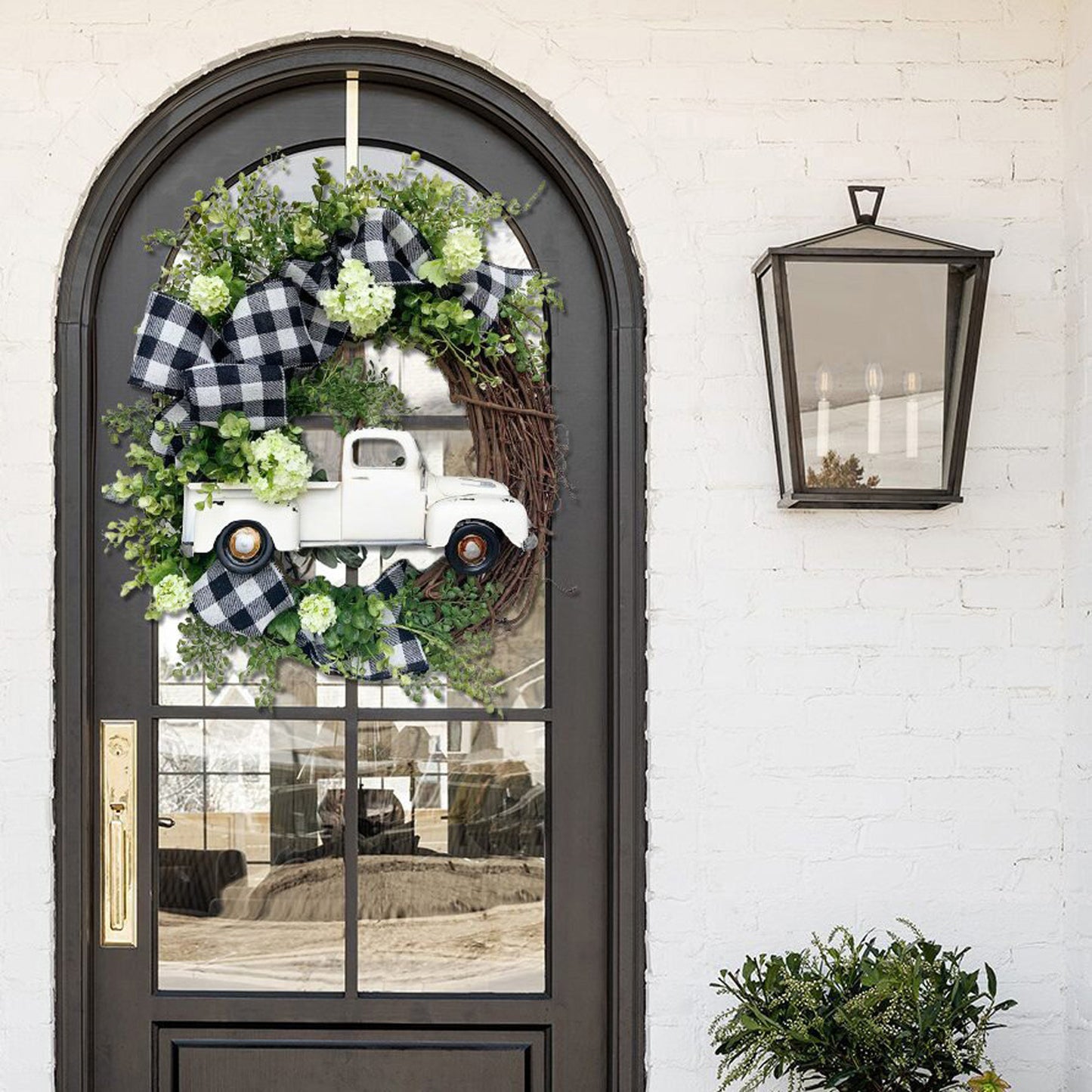 Accesorios para el lugar de celebración de la corona navideña, decoraciones para la puerta de entrada