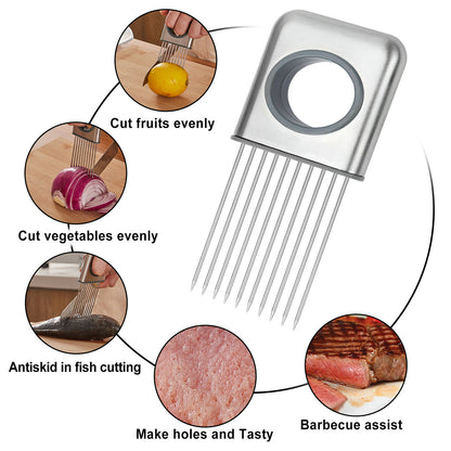 Porte-oignon trancheuse outils à légumes coupe-tomate Gadget de cuisine en acier inoxydable