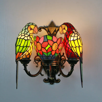 Multi Headed Parrot Series Colored Glass Lampshade