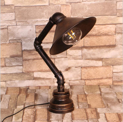 Iron Art Green Bronze Table Lamp Bar Water Pipe Retro Nostalgic Bedroom Bedside Lamp