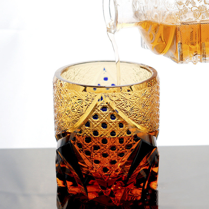 Vaso de cristal para whisky tallado a mano.