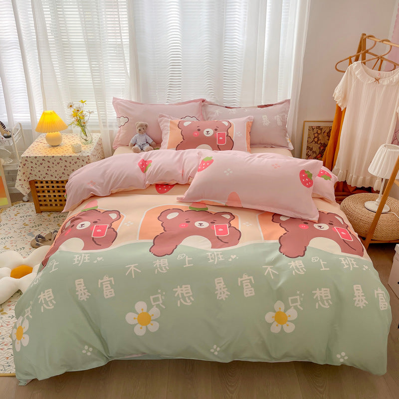 Cotton Thickened Four-piece Dormitory Bed Sheet And Quilt Cover