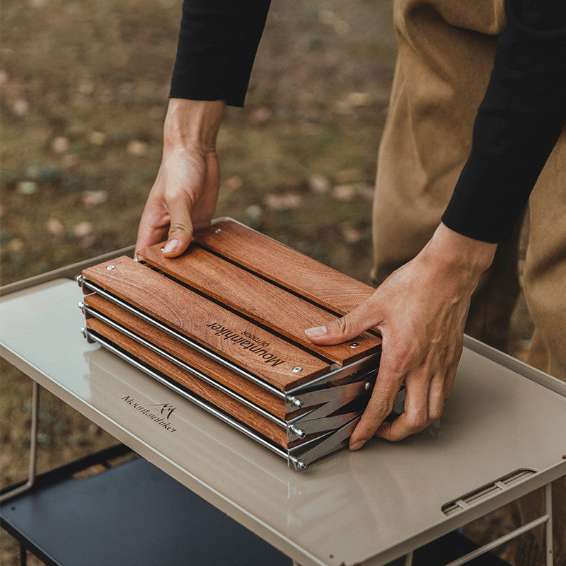 Estante para acampar al aire libre, estante portátil de tres niveles, fácil de llevar, mesa plegable para Picnic, Camping, barbacoa