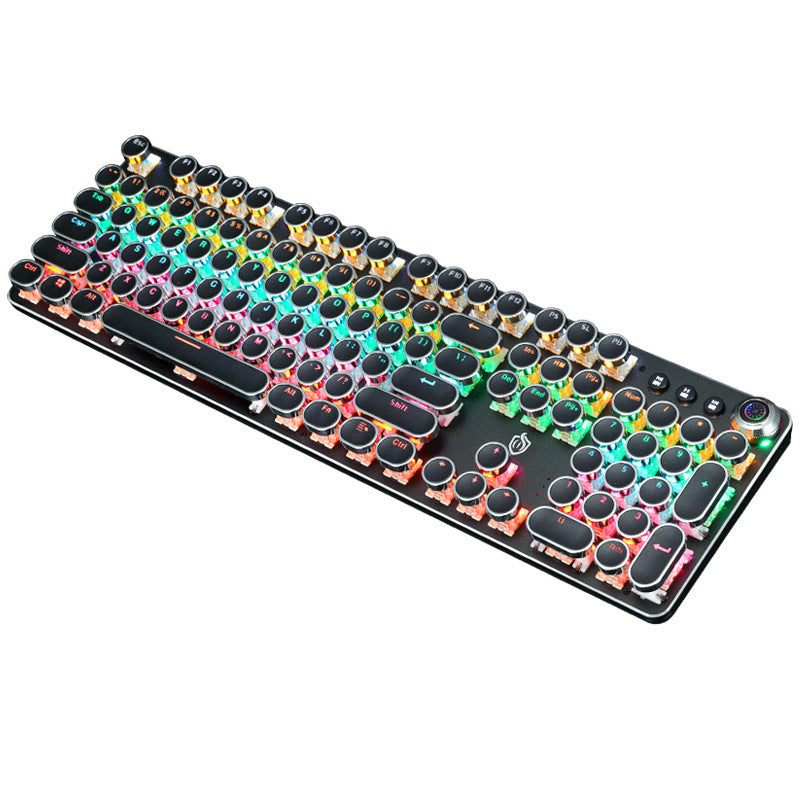 Teclado mecánico luminoso con perilla galvanizada punk retro