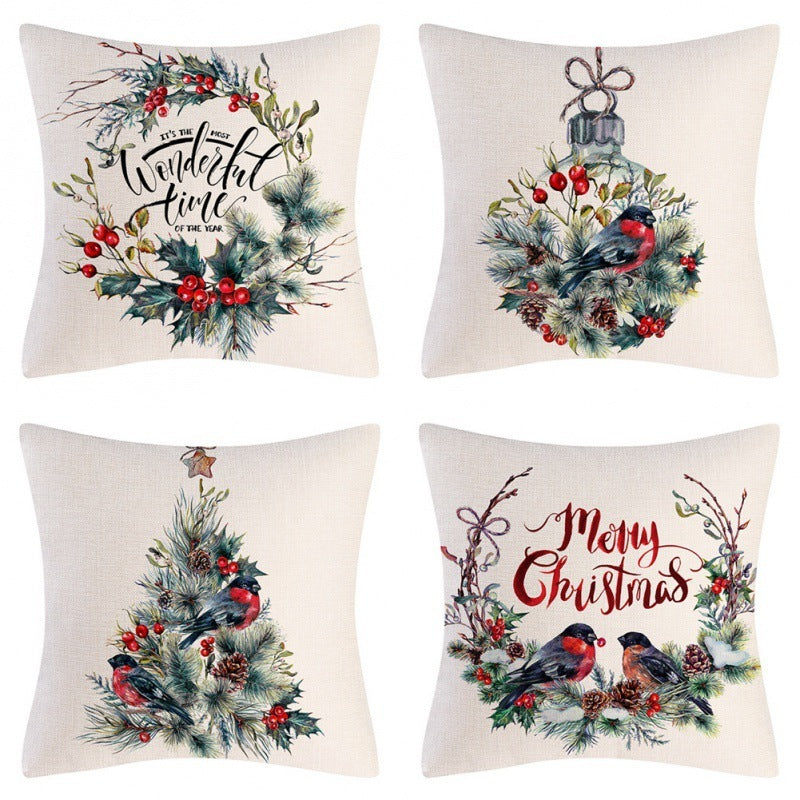 Home Decoration Christmas Pillow Cover Four-piece Set