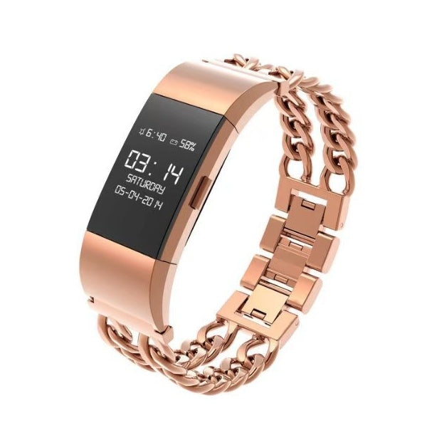 Correa Fitbit Charge 2 de doble cadena de acero inoxidable