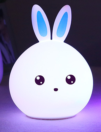 Mignon veilleuse Animal lapin lampes de nuit capteur tactile Silicone LED lumières colorées