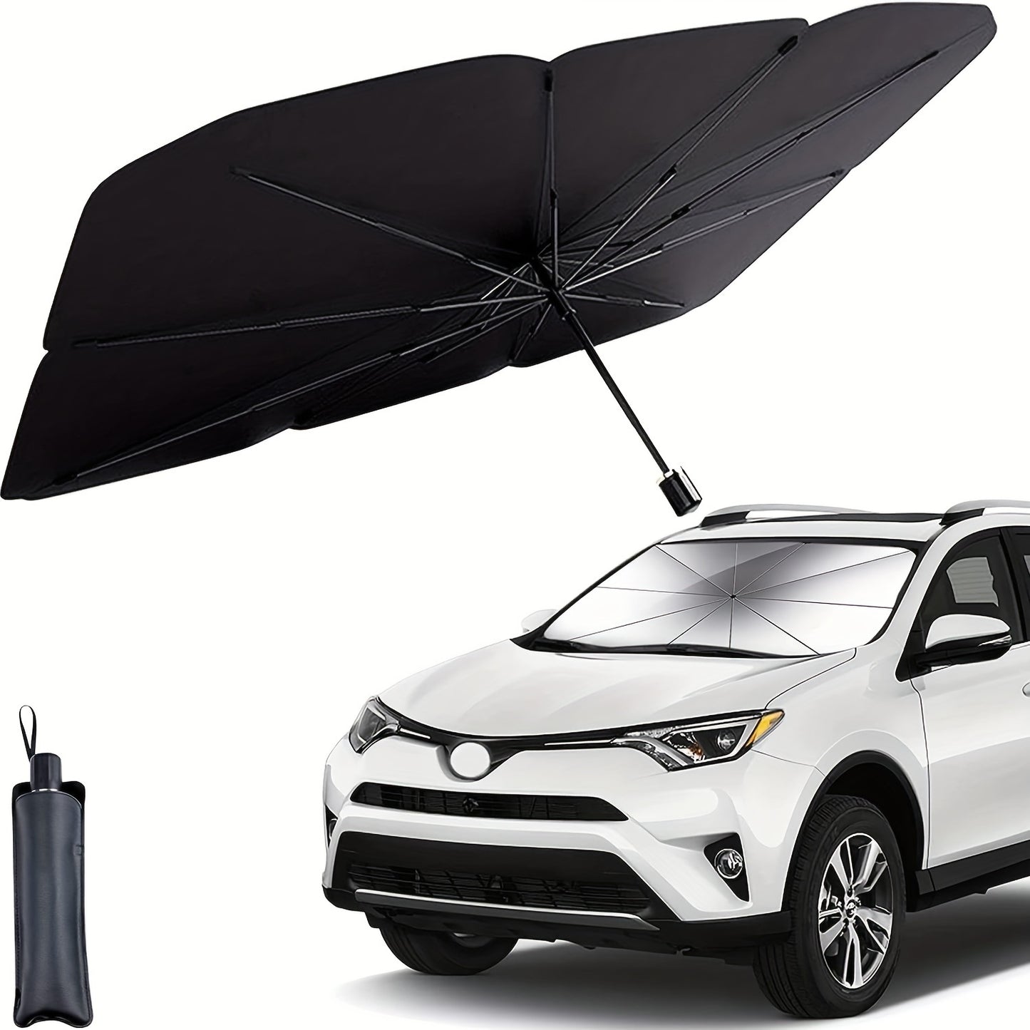 Foldable Car Windshield Sunshade Umbrella, Keep Vehicle Cool, Block UV Rays Protect Car Interior, Easy To Store And Use Heat Reduction, UV Protection, Easy Install - Universal Fit, Durable Material