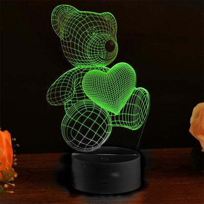 Dessin animé Love Bear Series 3D Light Creative Night Light