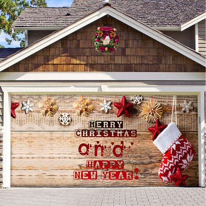 Tapiz de tela para puerta de garaje con fondo navideño