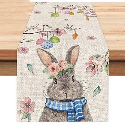 Carrot Bunny Happy Easter Table Runner Spring Summer Seasona