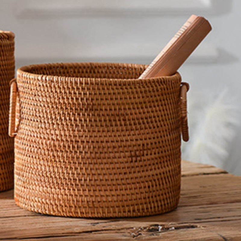 Vietnam Hand-woven Rattan Coffee Table Desk Remote Control Debris Storage Basket Round Storage Bucket