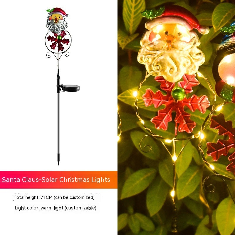 Lampe solaire de Noël à LED en forme de bonhomme de neige et d'élan avec prise de terre