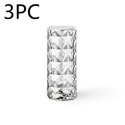 Lámpara de cristal nórdica, lámparas de mesa USB, atmósfera de atenuación táctil para dormitorio, luz nocturna de diamante, lámpara de proyector rosa, decoración