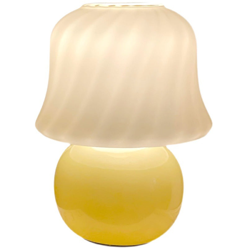 Lampe champignon en verre crème française faite à la main, décoration de chevet de chambre à coucher, lampe champignon