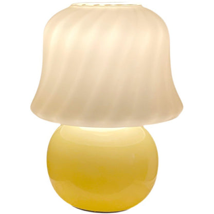 French Cream Handmade Glass Bedroom Bedside Decoration Mushroom Lamp