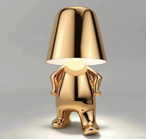 Thinker Small Gold Statue Desk Lamp USB Charging Decorative Table Lamp Touch Atmosphere