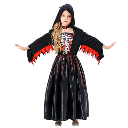 Vêtements d'Halloween pour enfants avec tête de mort et sorcière