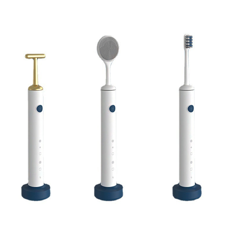 Brosse à dents électrique sonique, bâton doré, lave-visage, ensemble de nettoyage et d'entretien 3 en 1