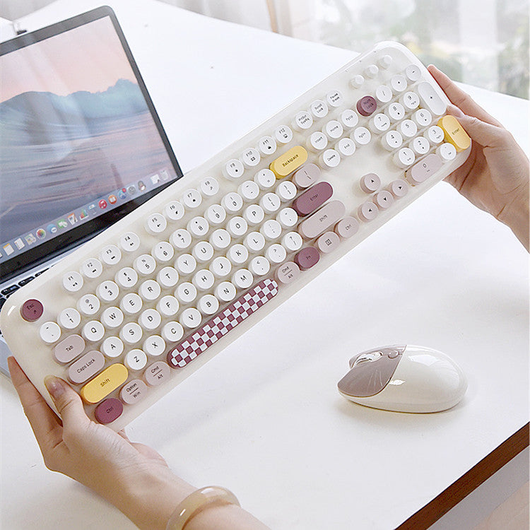 Conjunto lindo de teclado y mouse inalámbricos de dibujos animados