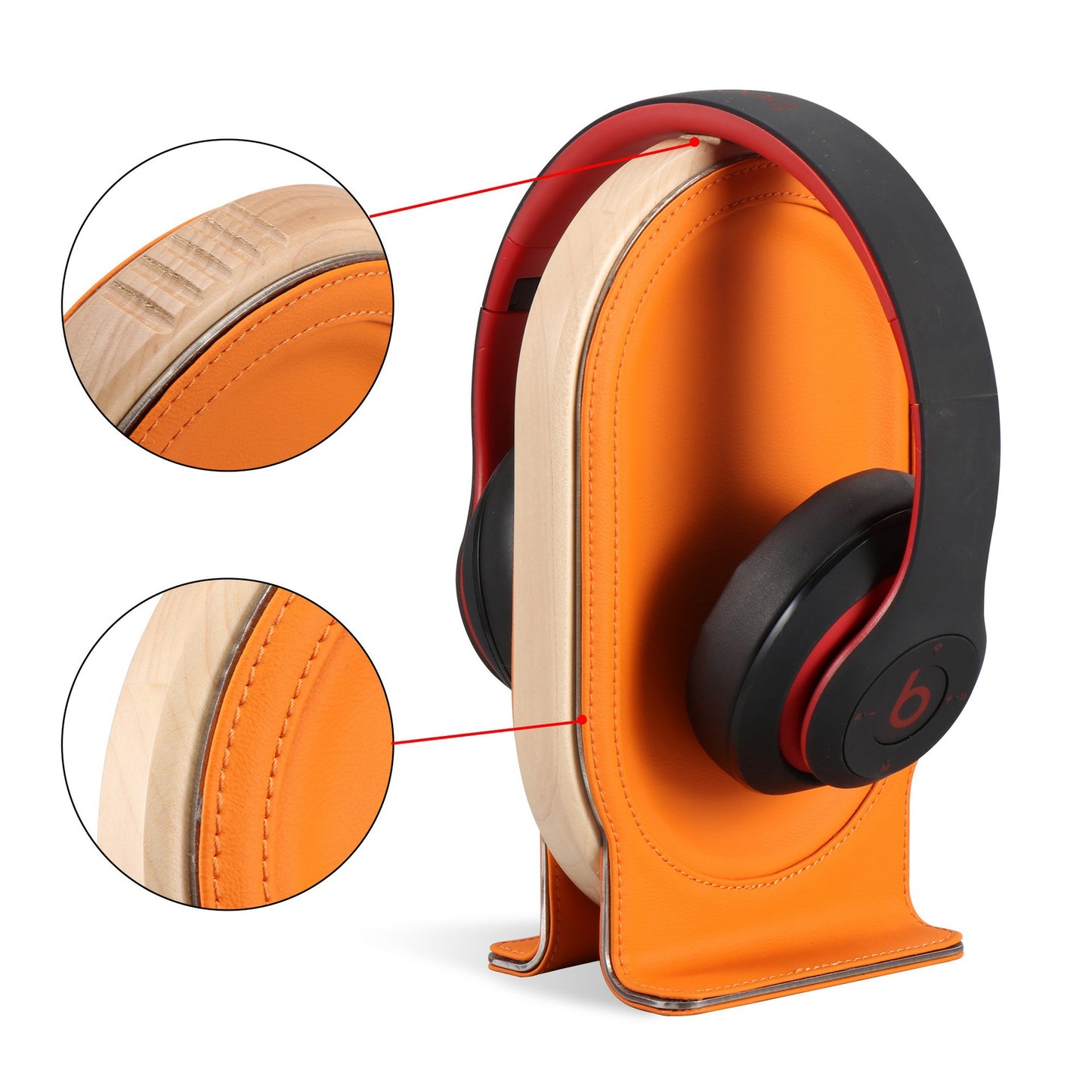 Estante de auriculares con soporte para auriculares de nogal para pantalla de escritorio