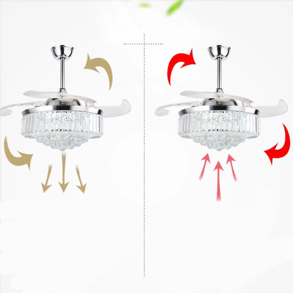 Ventilateur de plafond européen en cristal, luminaire décoratif de plafond, luminaire décoratif de plafond, idéal pour un salon, une chambre à coucher, une salle à manger ou une salle à manger, tout en cuivre