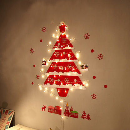 Adornos navideños de bricolaje para pared con luces y adornos creativos para árboles