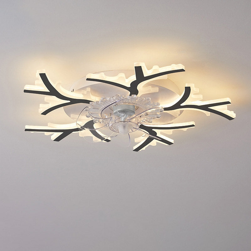 Lumière de salon simple et moderne, nouvelle lumière de ventilateur de plafond de chambre à coucher silencieuse