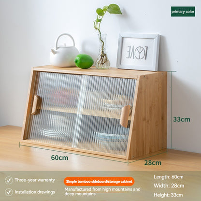 Mesa de cocina de vidrio pequeña de estilo japonés, gabinete de almacenamiento de madera maciza para el hogar