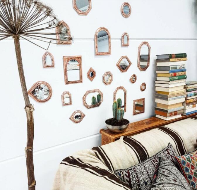 Miroir de maquillage de porte fait à la main Boho Decor Home