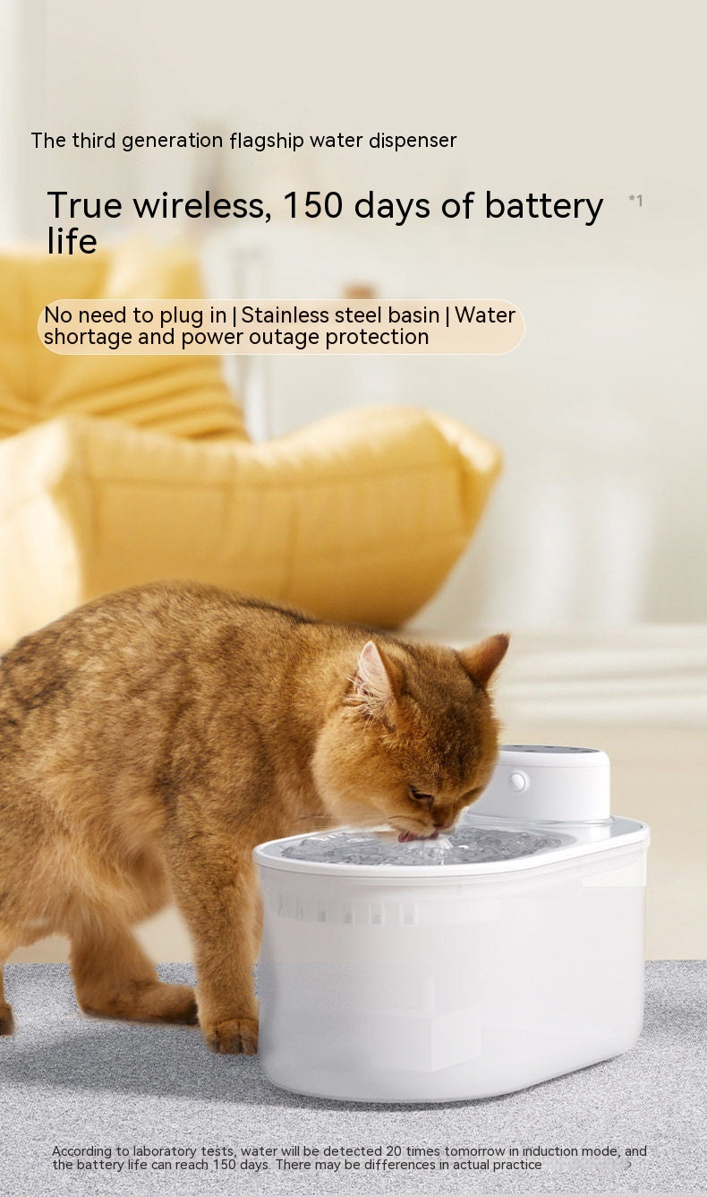 Distributeur d'eau Intelligent sans fil, plaque en acier inoxydable, pour animaux de compagnie, chat, chien, domestique