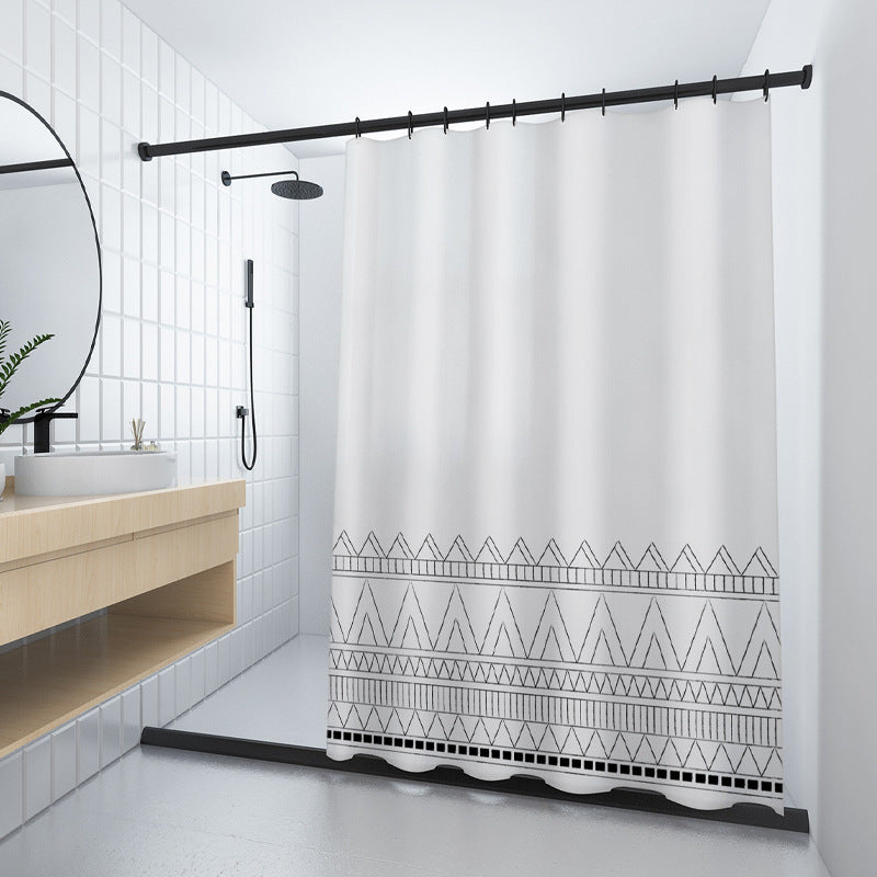 Shower Curtain Set Free Perforated Toilet Bathroom Waterproof Bath