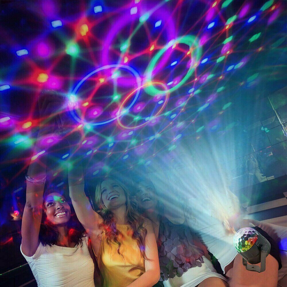 Luces de fiesta disco estroboscópica LED DJ bola bombilla activada por sonido lámpara de baile decoración