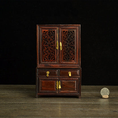 Muebles en miniatura modelo caoba armario mesa taburete