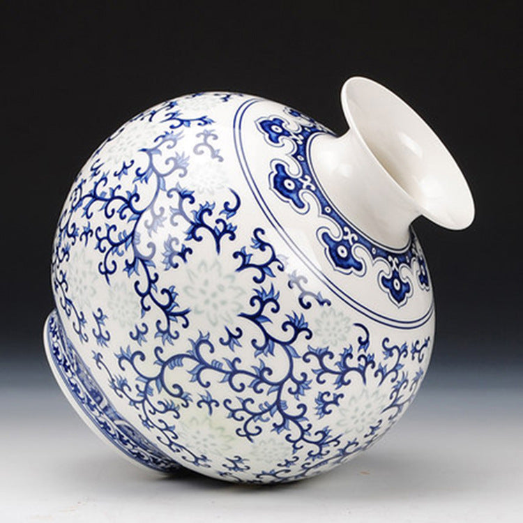 Chinese Decorative Vase With Blue And White Porcelain Flower Arrangement