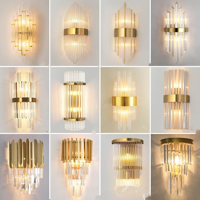 Lámpara de pared creativa de cristal de lujo, luz moderna para sala de estar