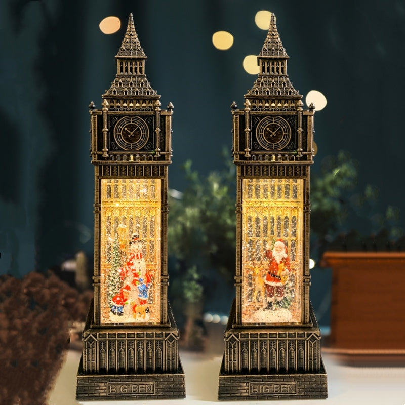 Christmas Old Man Snowman Big Ben Decorations Retro Ornaments