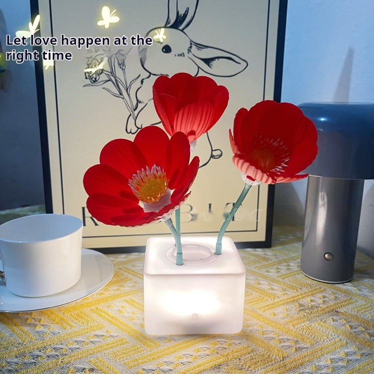 Petite lampe de nuit à floraison automatique, lampe de Table créative pour chambre à coucher