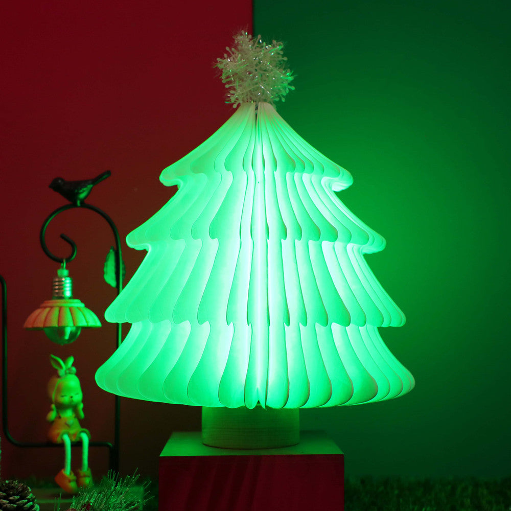 Lámpara de mesa colorida llevada plegable de madera de la luz caliente del árbol de navidad de la venta